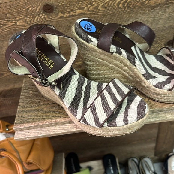 Michael Kors Womens Espadrilles Heel Brown Textile Zebra Buckle Ultra Hi… - Picture 5 of 7